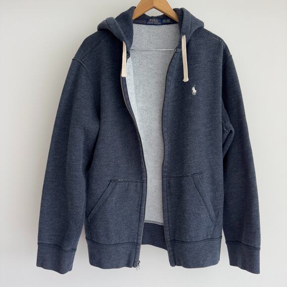 Polo Ralph Lauren Hoodie Men XXL Blue Heather Full Zip Sweatshirt Vintage Heavy - Picture 4 of 10